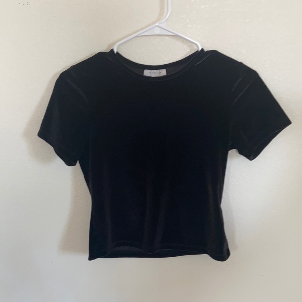 Topshop black velvet top